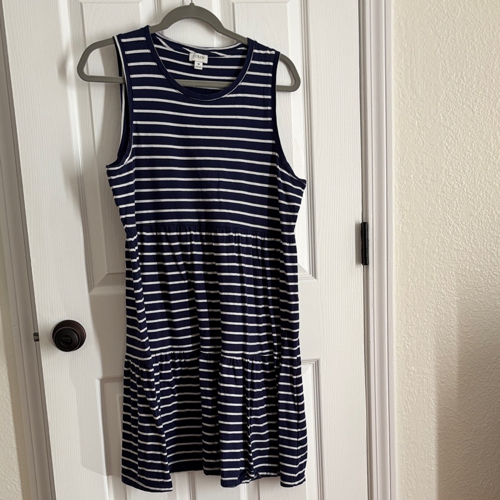 J. Crew Navy and White Striped Casual Dress